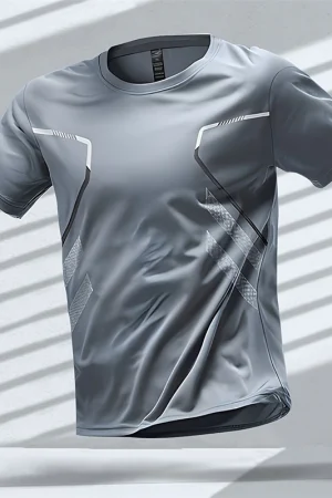 Men's T-shirts Sports Run T Shirts Outdoor Workout Quick-drying Breathable Short Sleeve Casual Round Neck Tops Summer Loose Tees