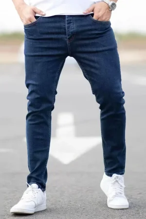 Spring Mens Black Blue Pants Pure Color Stretch Jeans Street Casual Slim Fit Trousers Male Vintage Wash Skinny Jeans for Men