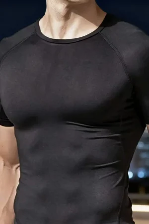 Men's compression running T-shirt fitness tight short sleeved T-shirt training jogging shirt gym sportswear quick drying