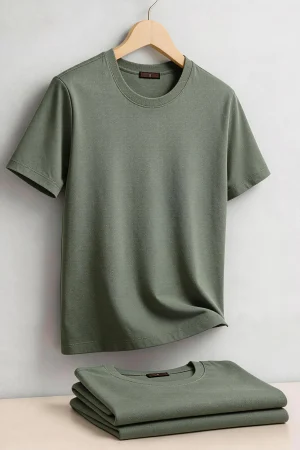AIOPESON Men's Cotton O-Neck T-Shirt Soft Touch Comfortable Solid Color 8 Options Breathable Lightweight Casual Daily Tee