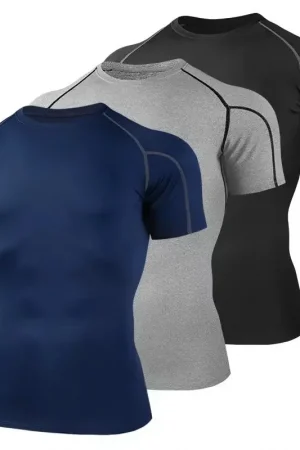2025 Compressed T-shirt Men's sportswear Running T-shirt Elastic Quick-drying Exercise T-shirt for men exercising in the gym