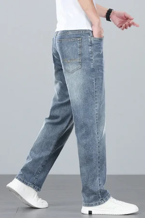2025 new summer thin men's straight leg pants denim pants light business comfortable breathable light luxury All-match jeans