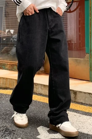Men's Daily Casual American Korean Loose Jeans Spring Summer Fashion Street Style Retro Straight Wide Leg Y2K Jeans Denim Pants